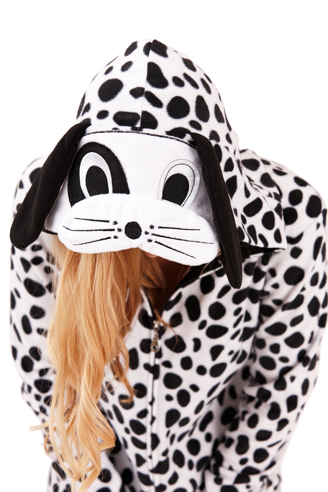 Womens Hooded Ears + Tail Onesie Cat Pug Jumpsuit Pyjamas Ladies Girls